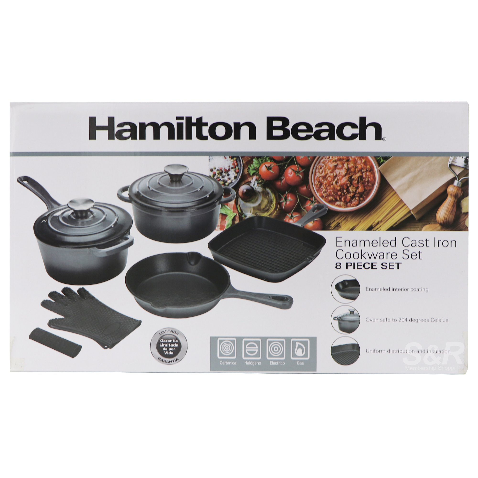 Hamilton Beach Enameled Cast Iron Cookware 8pc set